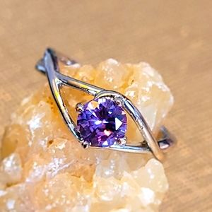 Handmade Amethyst & Sterling Silver Ring (Size 7)